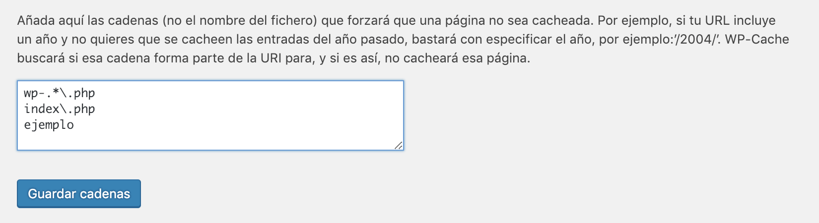Configuración Super Caché