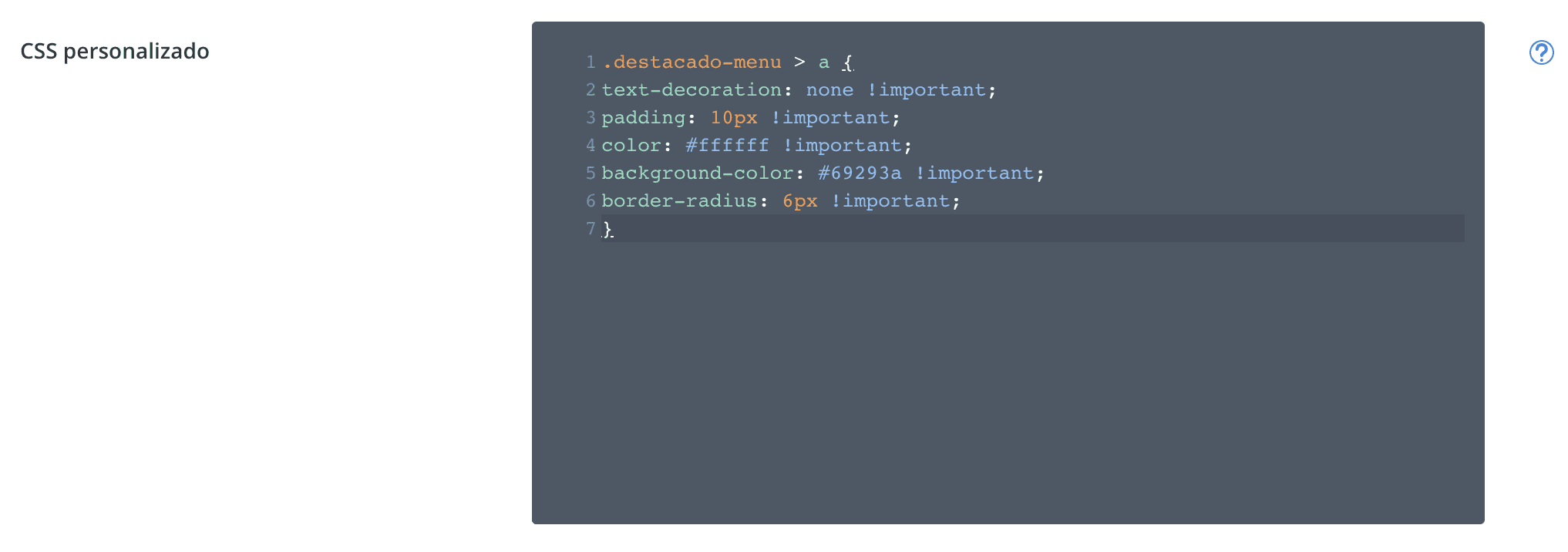 Código elemento destacado