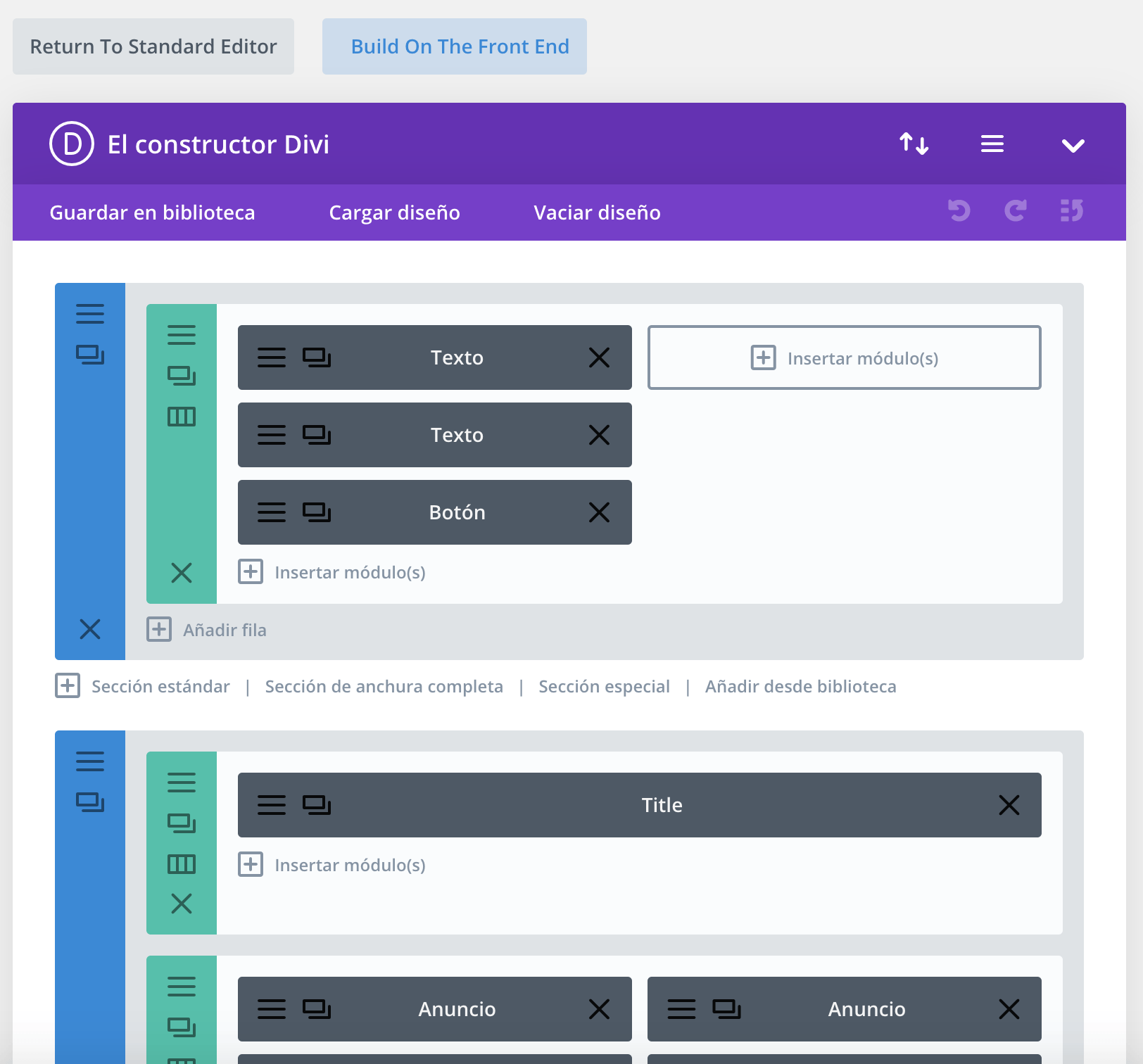 página ejemplo divi